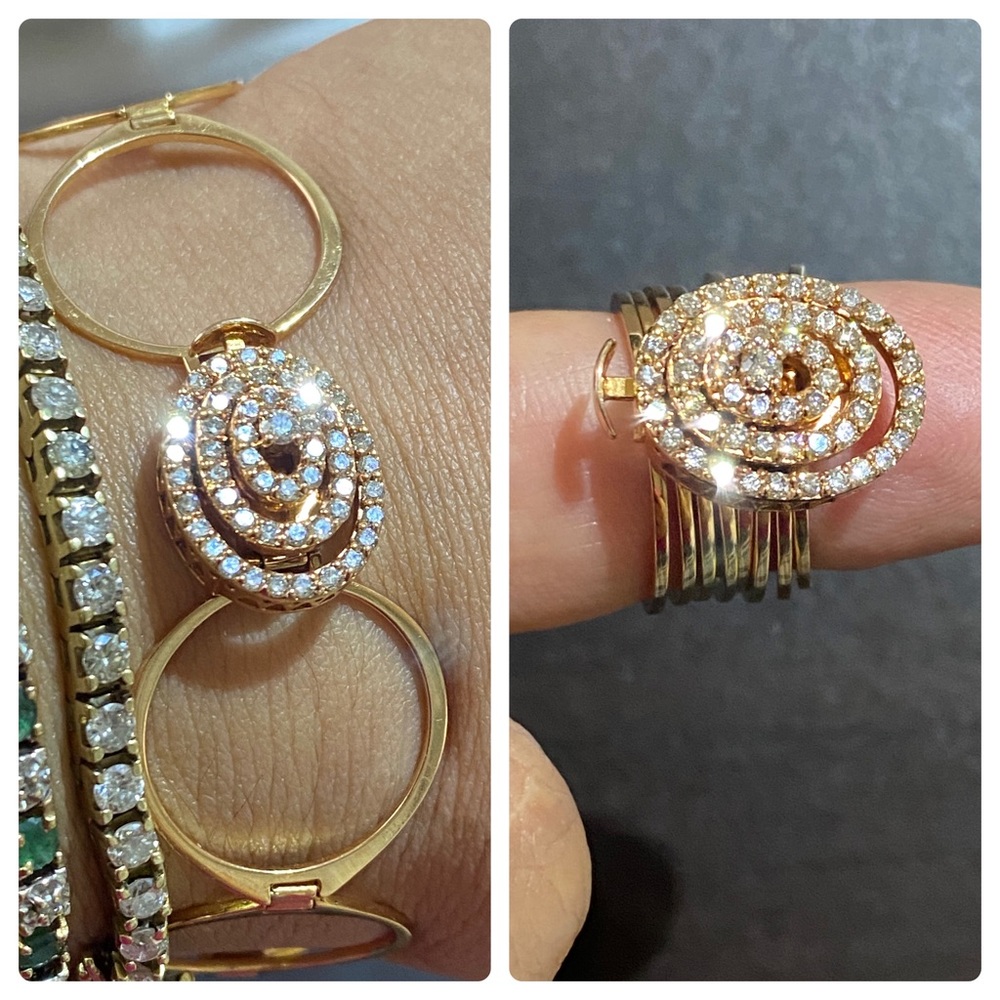 14K gold Diamond Convertible Ring and Bracelet